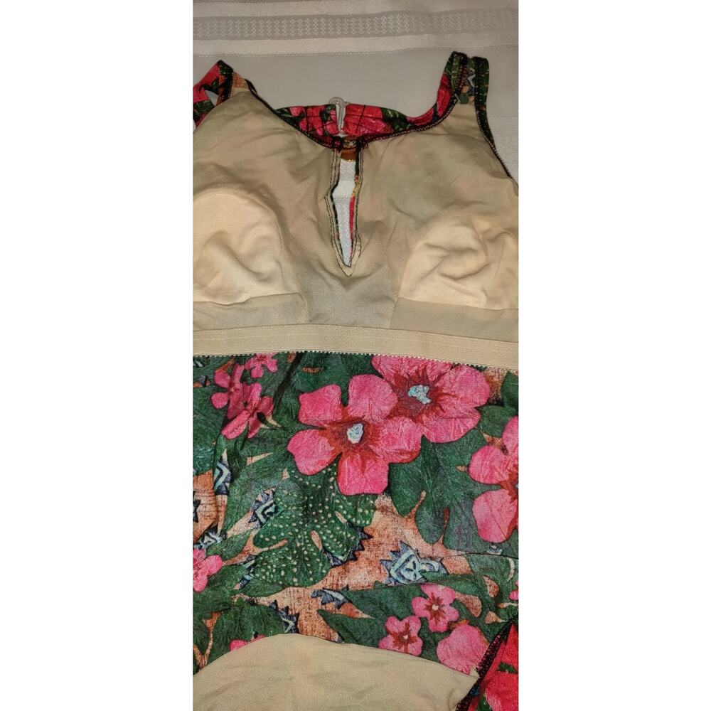 Vintage Athena Swimsuit Sz 8 Tropical Hawaiian Floral Keyhole Front USA - Picture 15 of 16